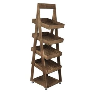 Rustic 4-Tier Slanted Wooden A-Frame Display Stand 450x515x1800