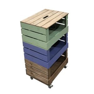 3 Crate Painted Mobile Tower Storage Unit 500x370x852