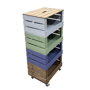 4 Crate Painted Mobile Tower Storage Unit 500x370x1110