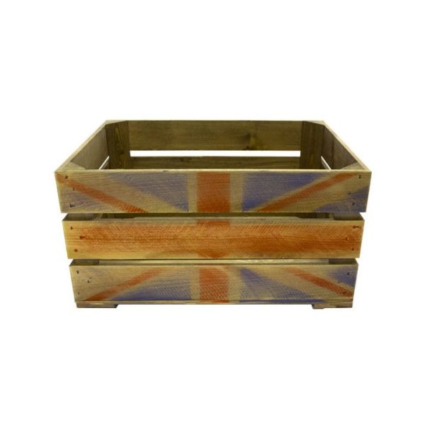 Rustic Weathered Union Jack Crate 500x370x250