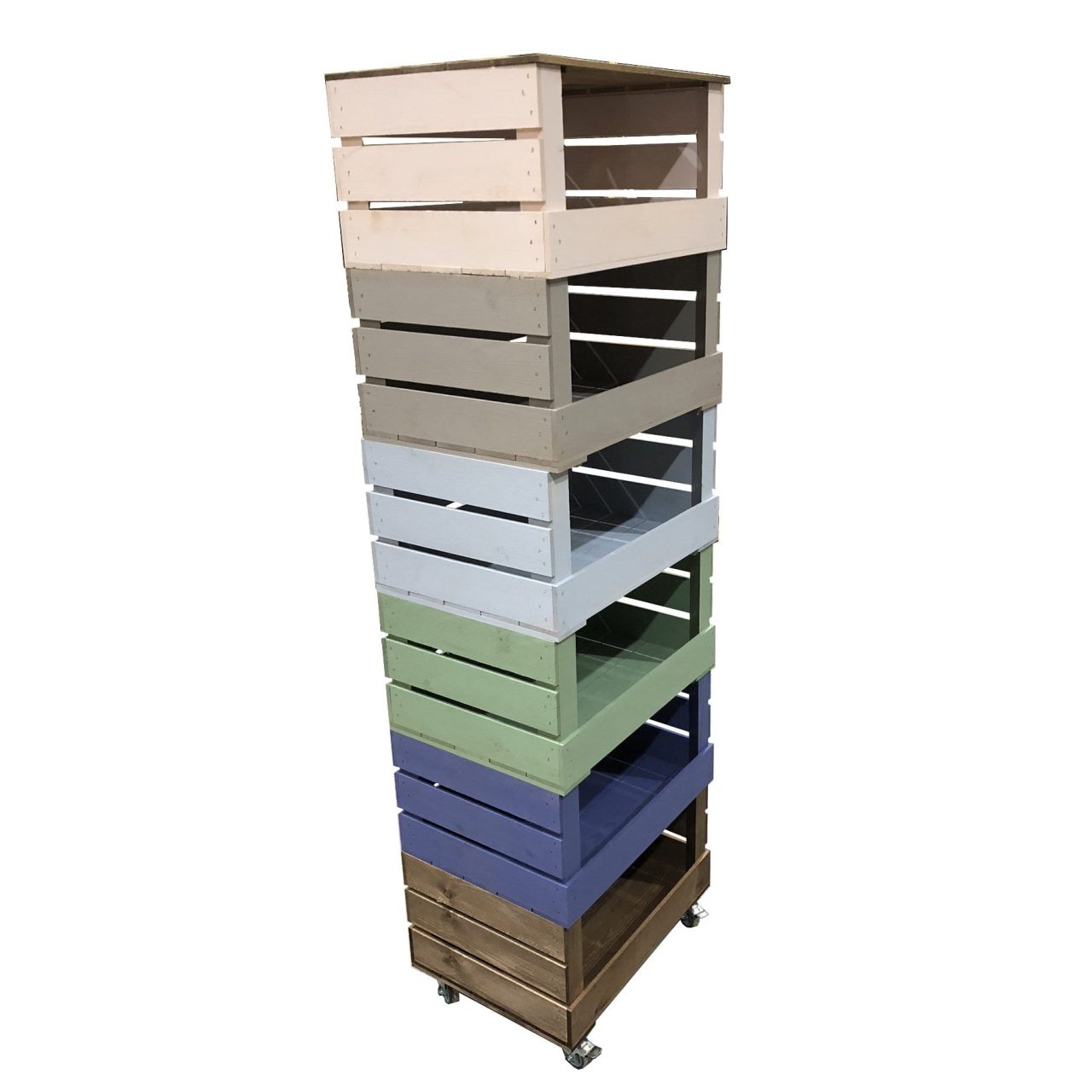 6 Crate Painted Mobile Tower Storage, Tower Shelving System