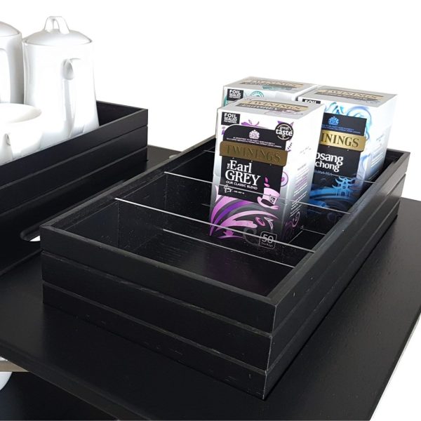 B1-3 Ribbed Black Oak Trolley Stacker Partitioned box filled with twinnings B1-3 Ribbed Black Oak Trolley Stacker Partitioned box filled with twinnings