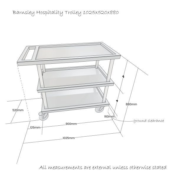 Barnsley Hospitality Trolley 1025x520x880 Schematic Barnsley Hospitality Trolley 1025x520x880 Schematic