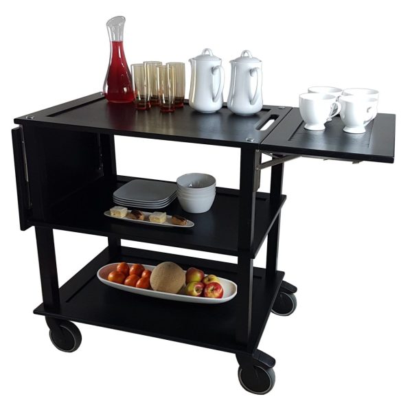 Burford Black Oak Drop Leaf Hospitality Trolley 805-1460x558x855 leaf down Burford Black Oak Drop Leaf Hospitality Trolley 805-1460x558x855 leaf down