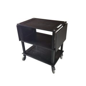 Burford Black Oak Drop Leaf Hospitality Trolley leafs down side view
