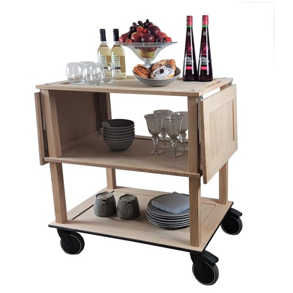 Catering Burford Natural Oak Drop Leaf Hospitality Trolley 805-1460x558x855 flaps down Catering Burford Natural Oak Drop Leaf Hospitality Trolley 805-1460x558x855 flaps down