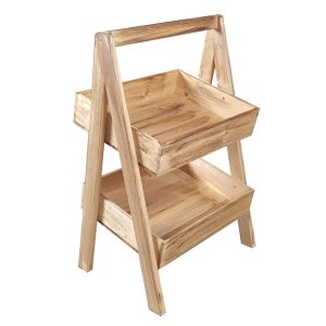 Natural Distressed 650MM wide 2-TIER SLANTED WOODEN A-FRAME DISPLAY STAND