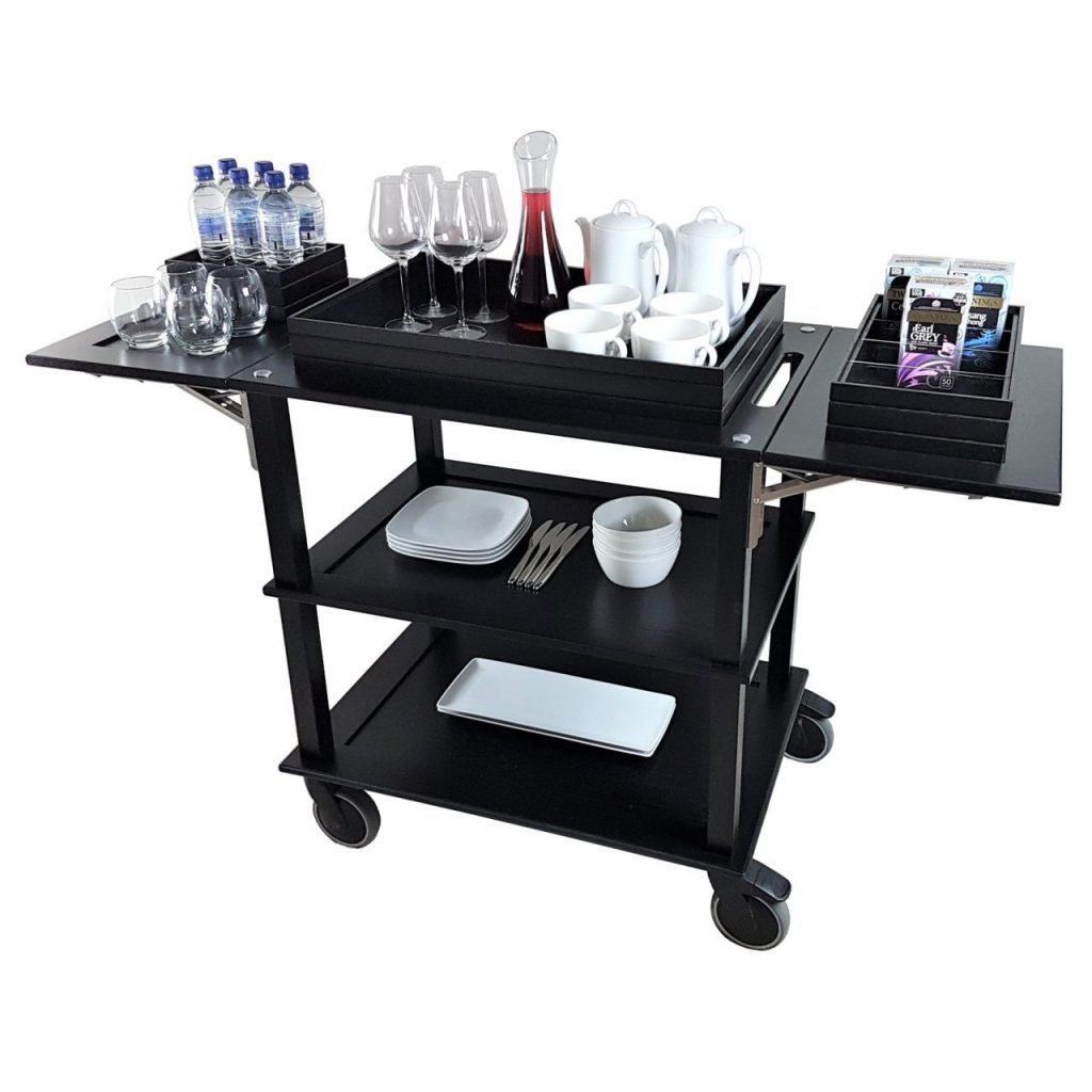 Burford Black Oak Drop Leaf Hospitality Trolley | Ligneus UK