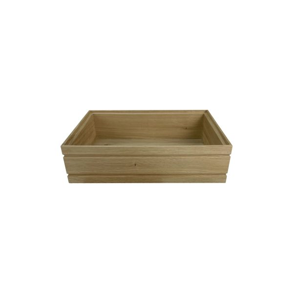 GN1/2 Natural ribbed oak stacker box 325x264x80 front view GN1/2 Natural ribbed oak stacker box 325x264x80 front view