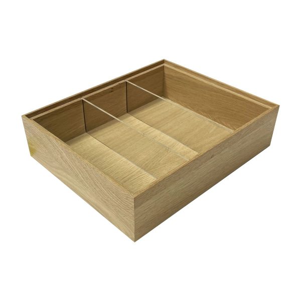 GN1/2 plain oak stacker box 325x264x80 with clear perspex dividers