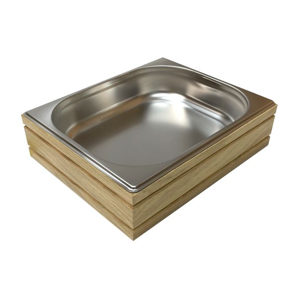 GN1/2 ribbed oak stacker box 325x264x80 with Gastronorm GN1/2 ribbed oak stacker box 325x264x80 with Gastronorm