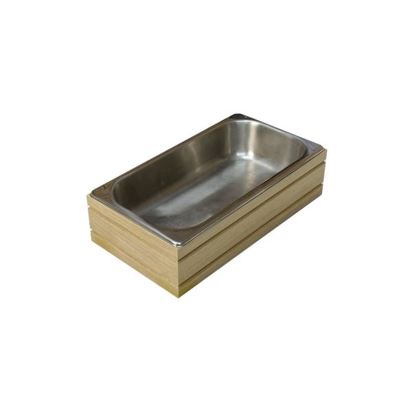 GN1/3 Natural ribbed oak stacker box 325x175x80 with Gastronorm GN1/3 Natural ribbed oak stacker box 325x175x80 with Gastronorm