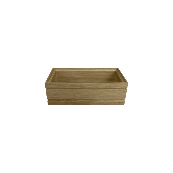 GN1/4 Natural ribbed oak stacker box 265x162x80 front view GN1/4 Natural ribbed oak stacker box 265x162x80 front view