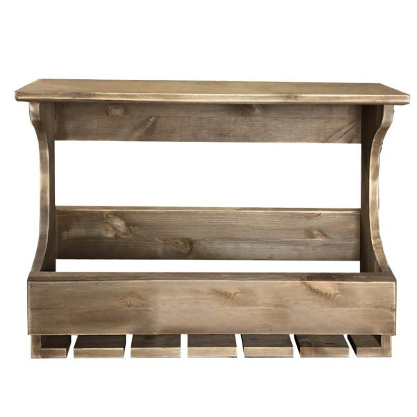 PLAIN 6 glass wall mounted rustic wine rack front view 6 glass wall mounted rustic wine rack front view