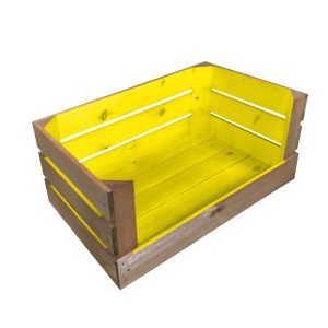 Yellow colour burst drop front crate 600x370x250