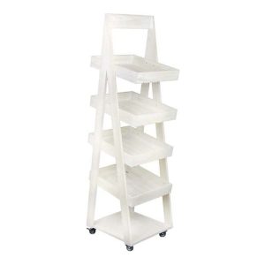 white Painted 4-Tier Slanted Wooden A-Frame Display Stand 450x515x1800