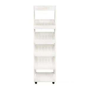 white painted 1800mm 4-tier slanted wooden a-frame display stand front view