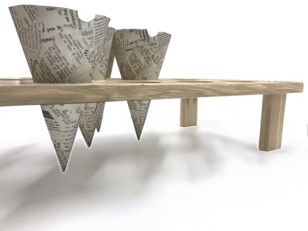 14 hole Oak Cone Tray Holder 600x275x120 with cones underneath 14 hole Oak Cone Tray Holder 600x275x120 with cones underneath