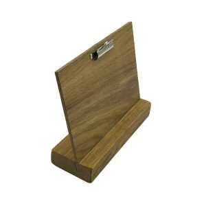 Oiled Oak Menu Holder with slanted slot and clip board 230x80x32
