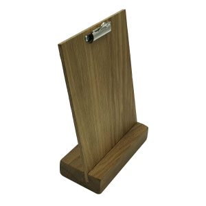 Oiled Oak Menu Holder with slanted slot and clipboard 175x80x32