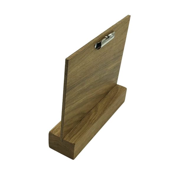 Oiled Oak Menu Holder with vertical slot and clip board 230x60x40 Oiled Oak Menu Holder with vertical slot and clip board 230x60x40
