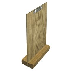 Oiled Oak Menu Holder with vertical slot and clip board 230x80x32