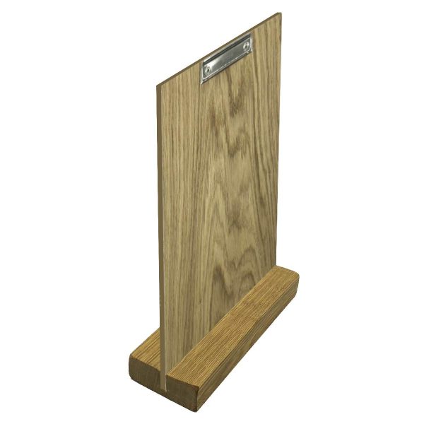 Oiled Oak Menu Holder with vertical slot and clip board 230x80x32 Oiled Oak Menu Holder with vertical slot and clip board 230x80x32