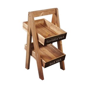 Rustic Brown blackboard 2-TIER SLANTED WOODEN A-FRAME DISPLAY STAND 285x236x500