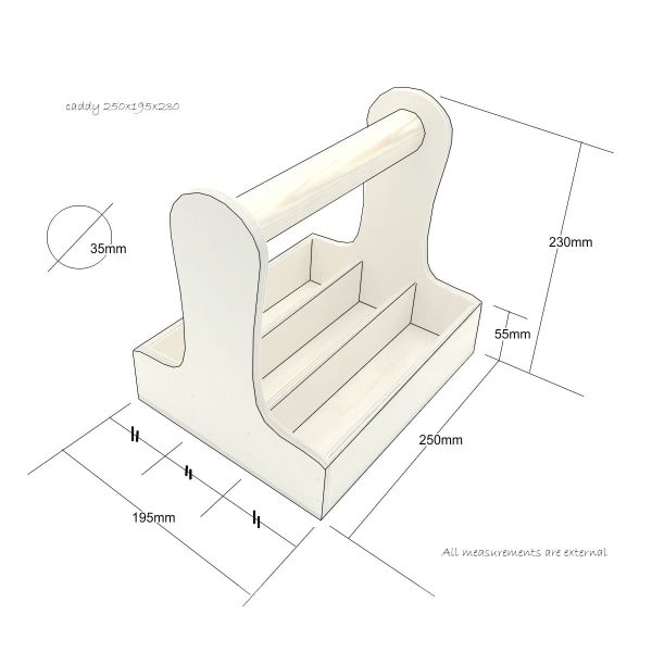cutlery caddy 250x195x230 schematic cutlery caddy 250x195x230 schematic