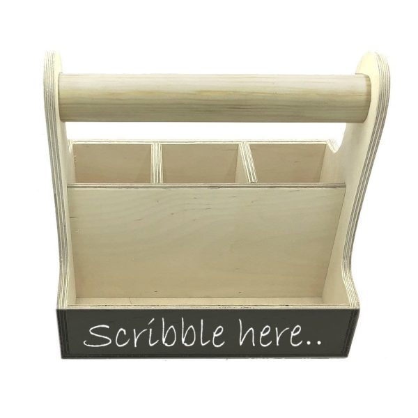 natural blackboard cutlery & condiment caddy 250x165x230 front view natural blackboard cutlery & condiment caddy 250x165x230 front view