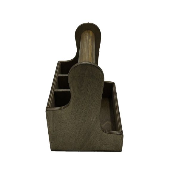 rustic brown cutlery & condiment caddy 215x165x230 side view rustic brown cutlery & condiment caddy 215x165x230 side view
