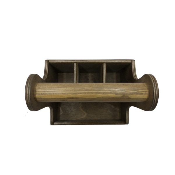 rustic brown cutlery & condiment caddy 215x165x230 top view rustic brown cutlery & condiment caddy 215x165x230 top view