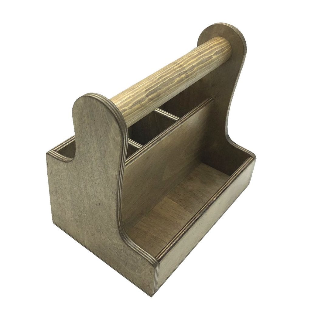 Rustic Brown Cutlery & Condiment Caddy 250x165x230 Ligneus UK