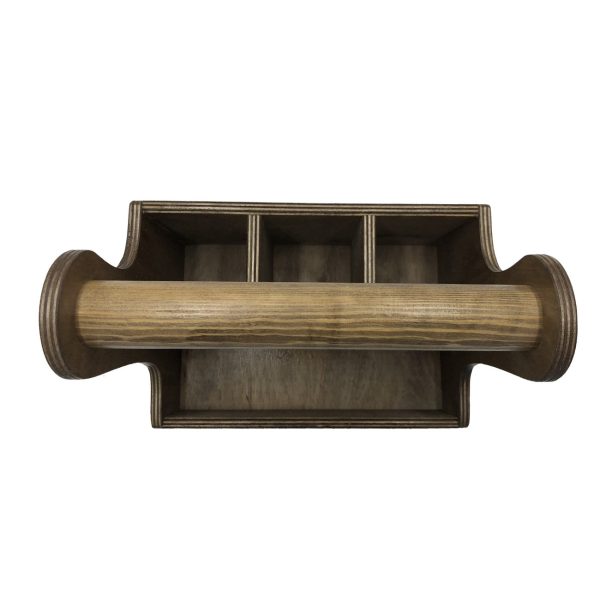 rustic brown cutlery & condiment caddy 250x165x230 top view rustic brown cutlery & condiment caddy 250x165x230 top view