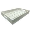 Distressed White painted slatted tray 450x300x60 closeup