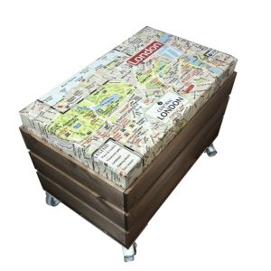 Mobile london map Mobile Rustic Cushion Seat Crate with Cushion 525x325x380