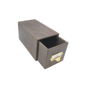 Rustic Brown single bread bin 170x310x170 with brass ticket handle with ticket open drawer