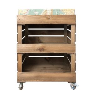 mobile double drop front and shallow cushion crate with cushion 525x325x730 front view