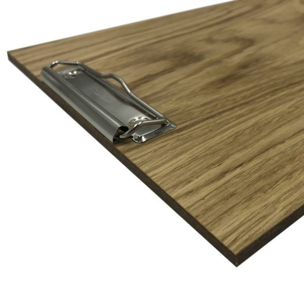 oak veneered clipboard with clip 230x320x6 detail oak veneered clipboard with clip 230x320x6 detail