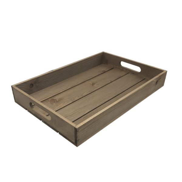 rustic brown rustic slatted tray 450x300x60