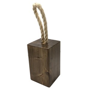 rustic wooden doorstop with rope handle 145x145x235
