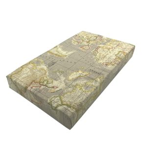 taupe vintage mixed up world map cushion lid 525x325x65