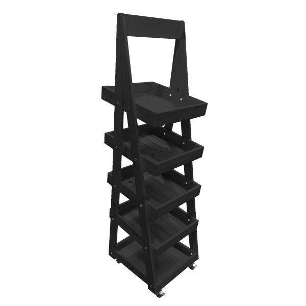 Black Mobile Flat Pack painted 5-Tier Slanted Wooden A-Frame Display Stand 486x530x1765