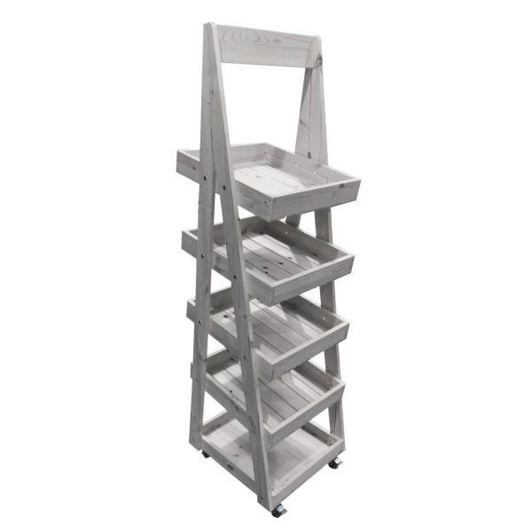 Gretton Grey Mobile Flat Pack painted 5-Tier Slanted Wooden A-Frame Display Stand 486x530x1765