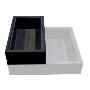 Hospitality Trolley Ribbed Black Oak Stacker Box 364x215x85 stacked