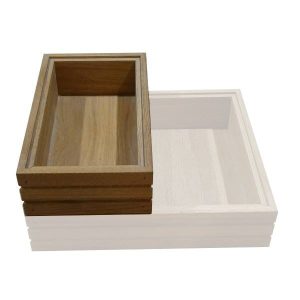 Hospitality Trolley Ribbed Lacquered Oak Stacker Box 364x215x85 Stacked