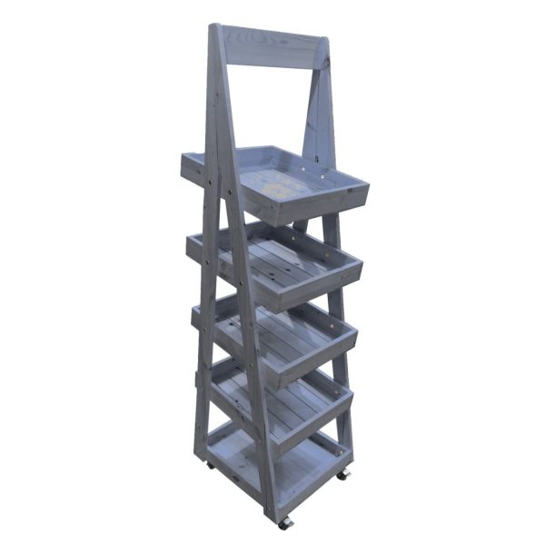 Kingscote Blue Mobile Flat Pack painted 5-Tier Slanted Wooden A-Frame Display Stand 486x530x1765