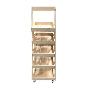 Mobile Flat Pack Rustic 5-Tier Slanted Wooden A-Frame Display Stand 486x530x1765 front view