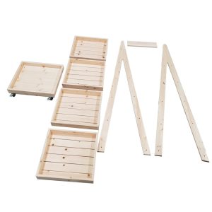 Mobile Flat Pack Rustic 5-Tier Slanted Wooden A-Frame Display Stand 486x530x1765 unassembled