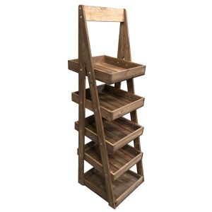 Mobile Flat Pack Rustic Brown Rustic 5-Tier Slanted Wooden A-Frame Display Stand 486x530x1765